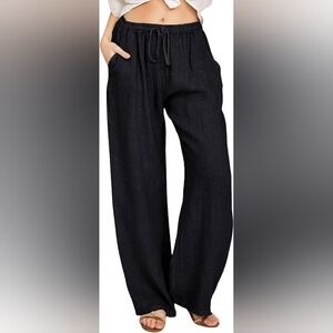 Elevated Basics - Wide Leg Loose Cotton Linen Palazzo Pant